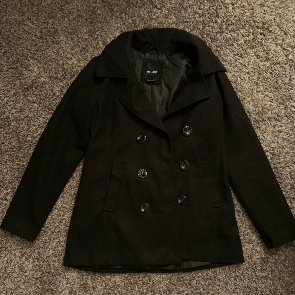 Black Pea Coat Jacket from Me Jane, Size Small